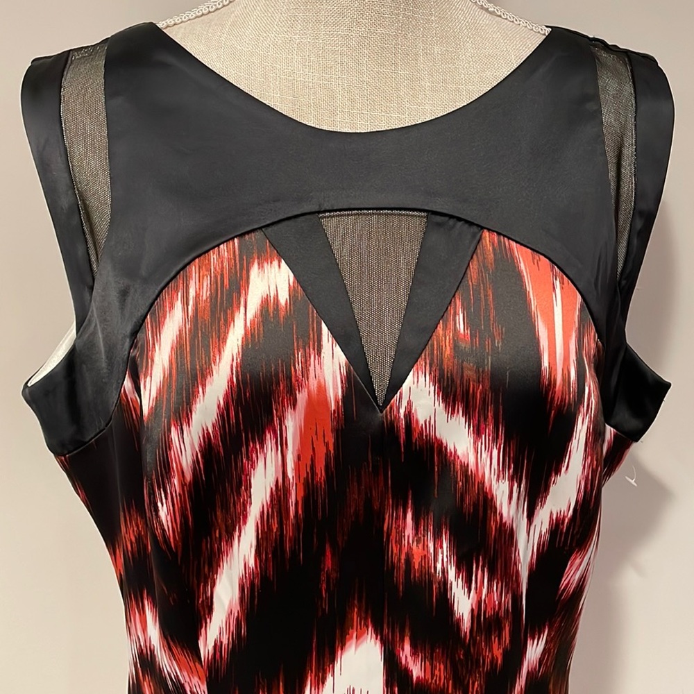 JAX New Black/ Multi Satin Cocktail Dress- Size 14 - Picture 2 of 16